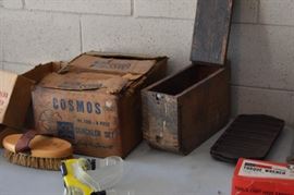 Antique Wooden Shoe Shine Box, Vintage Cosmos Crystal Cups in Original Box and More!]