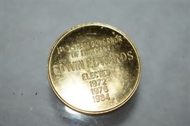 Vintage Token: Governor Edwin Edwards 1st 3 term Governor of Louisiana elected 1972, 1976, 1984