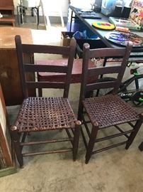 Pair of cane bottom antique chairs