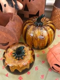 Blenko glass art pumpkins