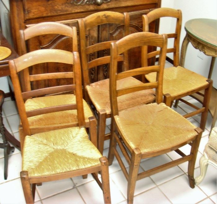 set of 5 caned chairs