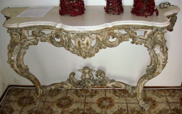 19th Century Louis XV style 2 legged wall console table