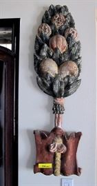 2 large painted plaster wall ornaments
