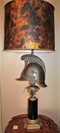 Old French fireman's helmet electricl lamp