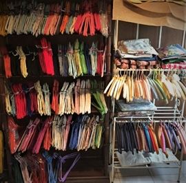 hand-crocheted coat hangers in myriad colors