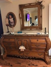 Marble Chest of Drawers   Matching Mirror