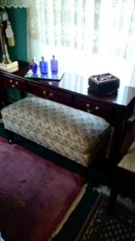 Cherry Couch Table and Upholstered Settee