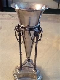 Ornate Vase w/ Stand from India
