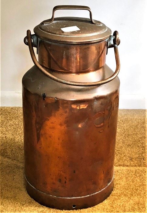 copper and brass milk jug - 20 litre
