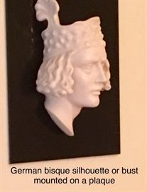 German poet bust by Rosenthal China mounted on a black marble tile.