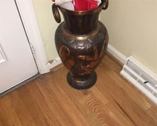 Enameled floor urn/vase