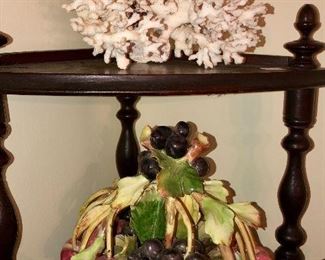  Coral, Italian bisque Capodimonte fruit basket