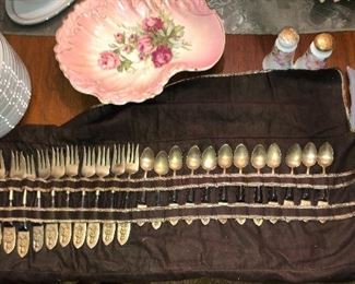 Thailand Brass and rosewood Siam flatware with matching serving fork and spoon