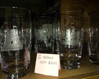 Etched ship barware 