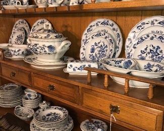 Large collection of Blue Danube dinnerware and serving pieces. 