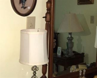 Matching 1940’s dresser lamps and blue boy and pink girl needle point pictures. The work was completed by Mrs Allen’s Mother.