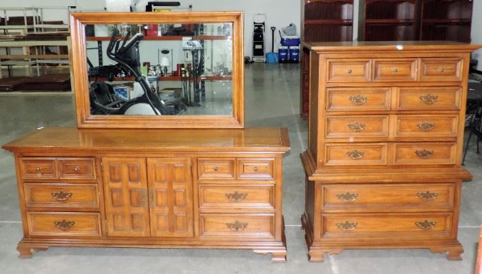 DRESSER WITH MIRROR AND TALL CHEST