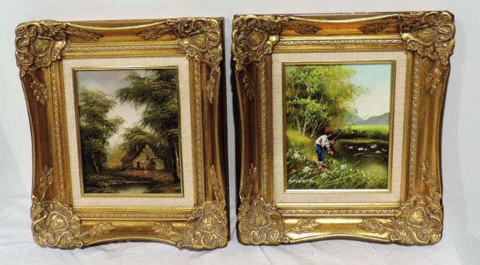 PAIR OF FRAMED OIL ON CANVASES