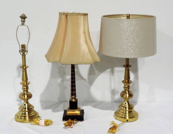 LOT OF 3 BRASS LAMPS