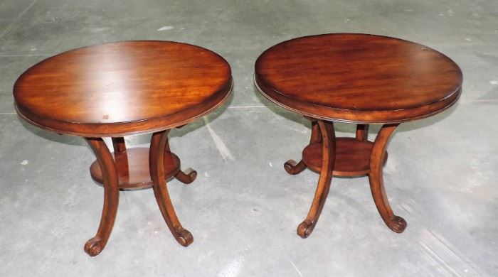 PAIR OF MAHOGANY ROUND TABLES