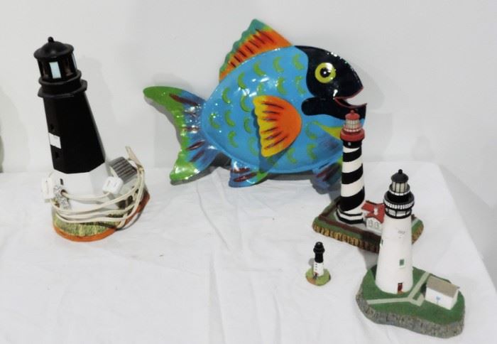 CERAMIC FISH AND LIGHTHOUSE LOT