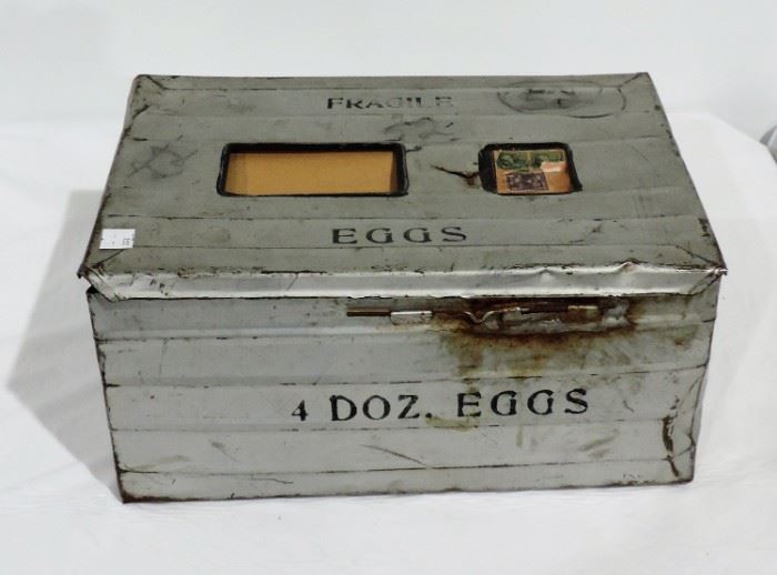 ANTIQUE METAL EGG CARRIER