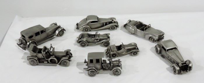 7 PEWTER CAR MODELS