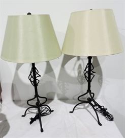 PAIR OF IRON LAMPS