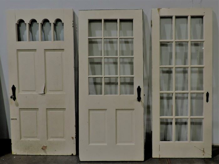 3 VINTAGE PAINTED WOOD DOORS