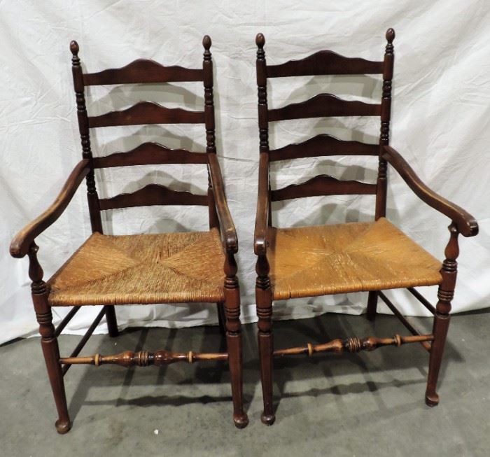 PAIR OF COUNTRY LADDER BACK CHAIRS