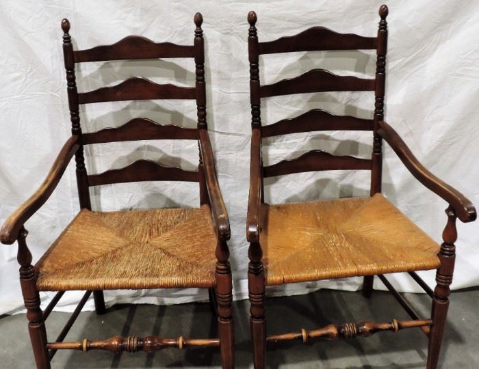 RUSH SEATS LADDER BACK CHAIRS