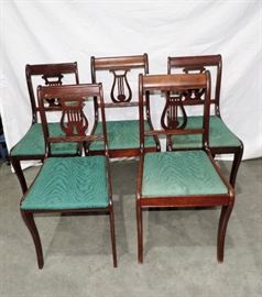 SET OF 5 VINTAGE LYRE BACK CHAIRS