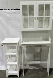 WHITE PAINTED BATHROOM CABINET AND STAND