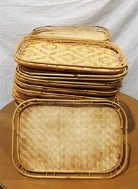 LARGE LOT OF BAMBOO SERVING TRAYS