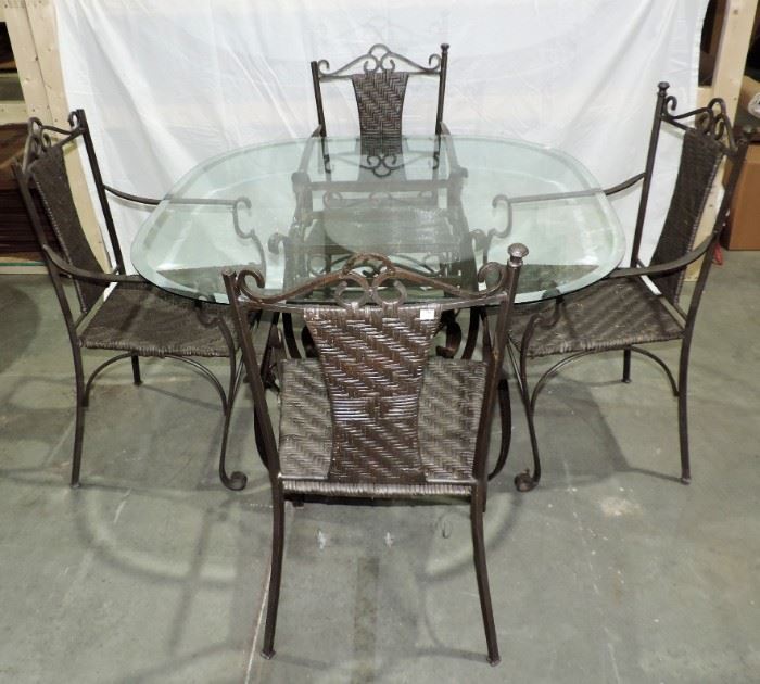 IRON AND GLASS PATIO SET