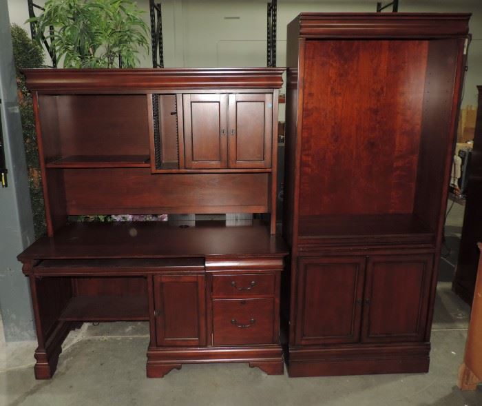 MAHOGANY OFFICE DESK AND BOOKCASE