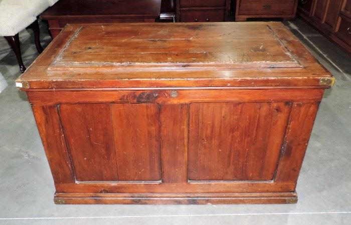 LARGE PINE PANELED CHEST NEEDS WORK