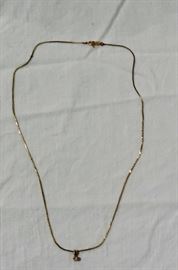 14 K NECKLACE WITH DIAMOND PENDANT