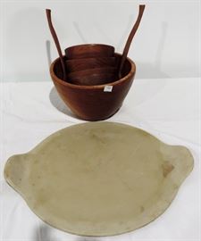 WOOD SALAD SET AND TRAY