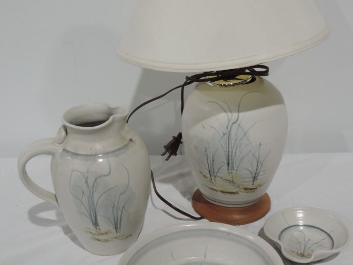 SIGNED PITCHER AND LAMP