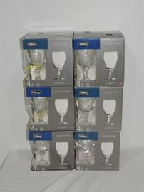 6 NIB CLARRET STEMWARE SETS