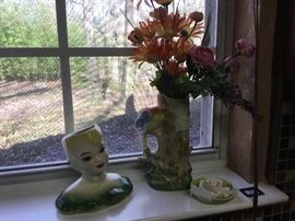 Head vase and flower vase