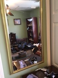Upstairs Bedroom - large gold rimmed mirror