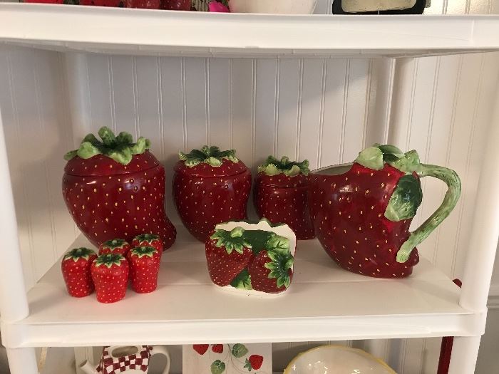 The cutest strawberry items, canister set.