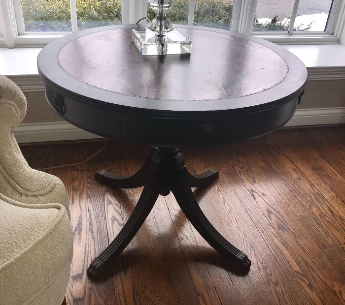 Vintage pedestal leg Drum Table
