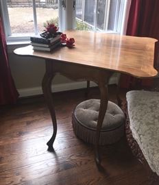 Antique "Candle" or Card table with folding and swivel top to create a half table. Lean half on wall to create "Candle table"