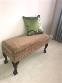 Bench-great at the foot of the bed to hold bedspread, or comfortable place for putting your shoes on