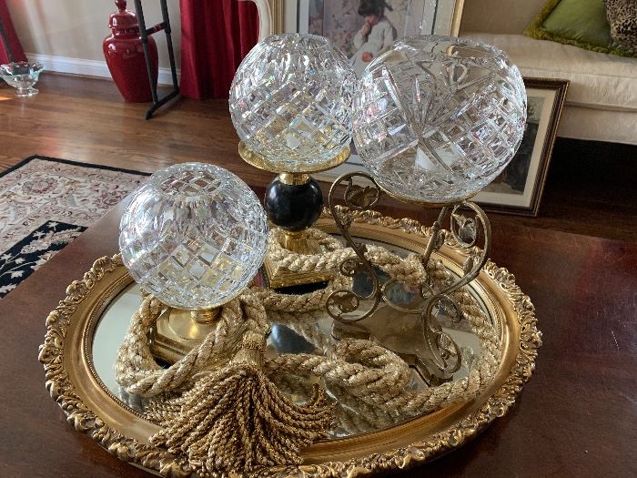 Decor items and tray