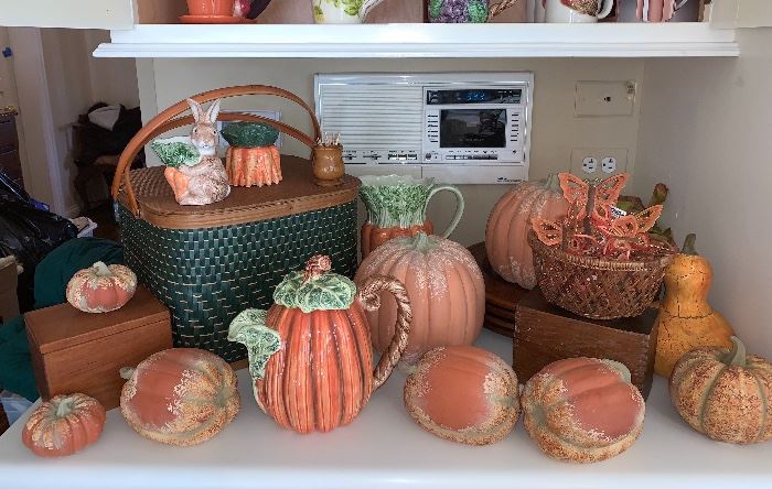 Wonderful vintage picnic basket and a great selection of fall items