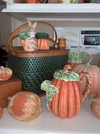 close up of picnic basket and pumpkin pitcher
